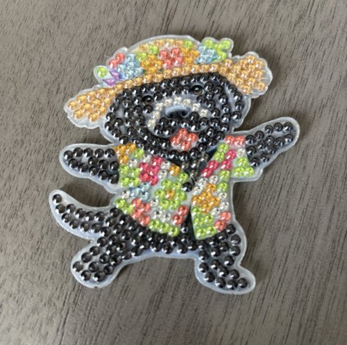 Diamond Art Magnet: Black Pug with hat