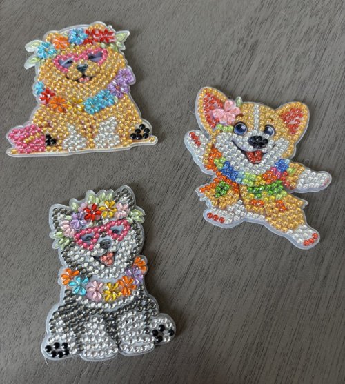Diamond Art Magnet: Set of 3 Flower Fur-Kids